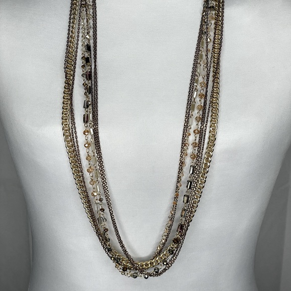 NWT 8 Strand Mix Gold Tone & Jewel Necklace | 18-20” long